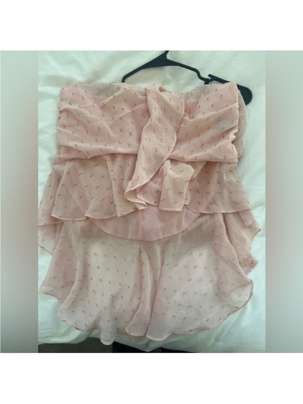 Revolve Midi Dress - Michael Costello 💗🌸 pink gold high low ruffle - Picture 11 of 12
